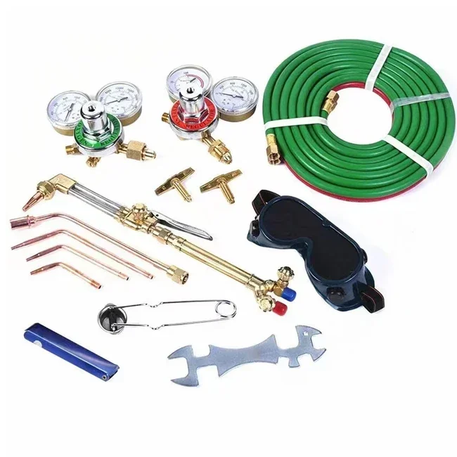 2026Gas Cutting Torch Equipment Set with Cutting Nozzle Heating Tip Pressure Regulator Acetylene Cutting Welding Torch Kit