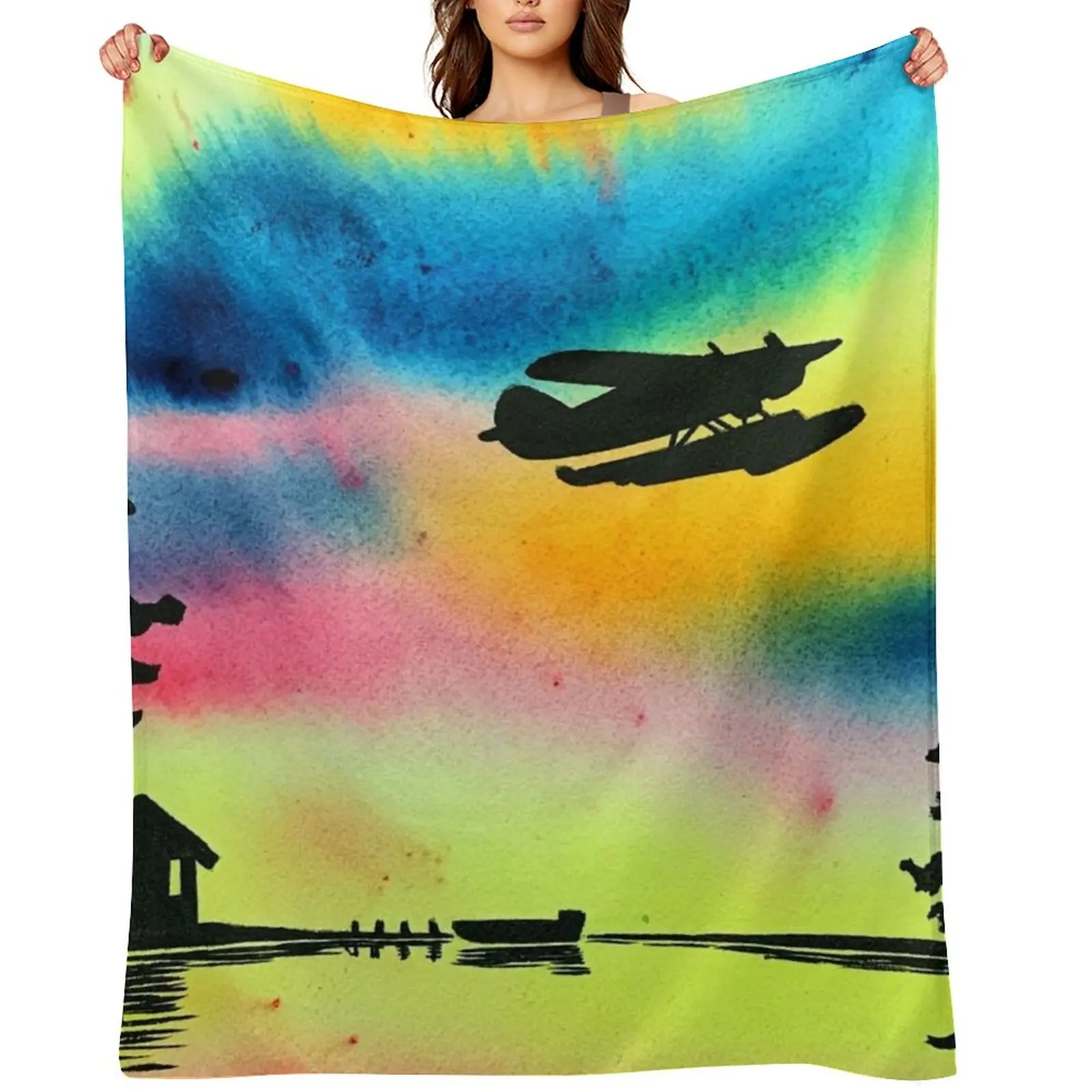 

Northern Watercolour Last Flight and Fishing Throw Blanket For Sofa Thin Sofa cosplay anime halloween Blankets