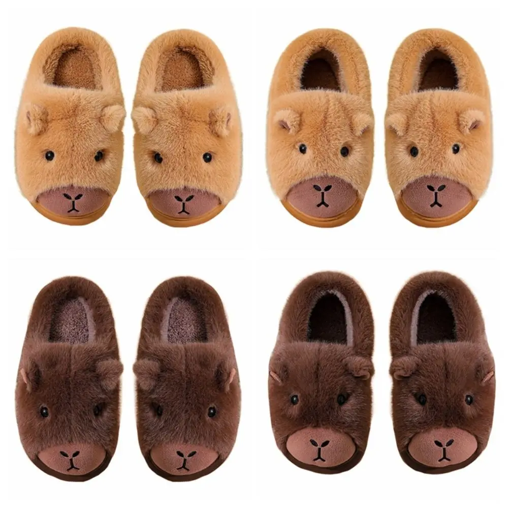Homewear Winter Capybara Plush Slippers Thicken Warm Soft Cartoon Furry Slippers Anti-slip Cute Home Cotton Shoes Couple - Image 5