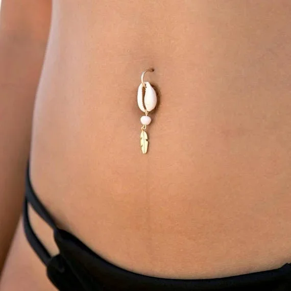 Under The Sea Belly Button Piercing  seashell Belly Rings navel piercing belly button ring