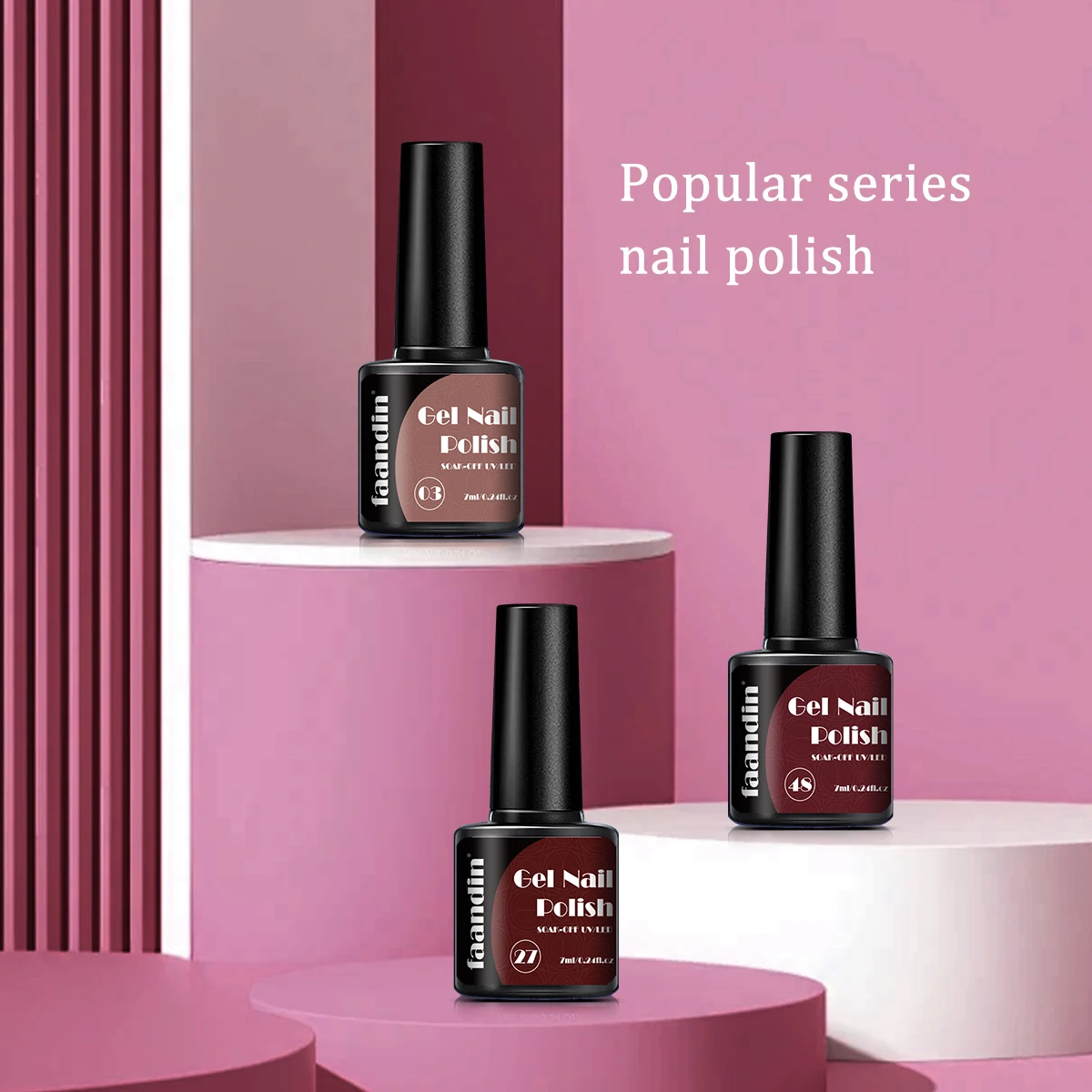 Faandin 3 قطع/مجموعة 7 مل * 3 قطع، تطبيق أكثر سمكًا للحصول على نتائج أفضل، لون غني، أرجواني، سلسلة وردي، مجموعة طلاء أظافر جل بلون خالص، هدية مثالية، جل طلاء أظافر قوي وطويل الأمد، جل أساسي لصالونات الأظافر للحفلات الراقصة، صالونات الأظافر، صالونات الأساسية بالجملة