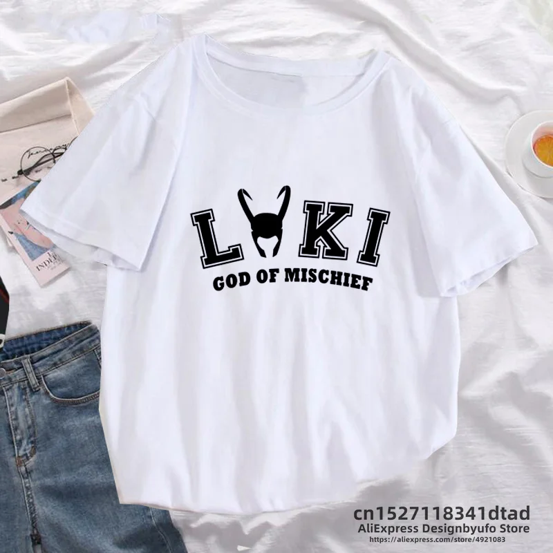 Loki God of Mischief T Shirt Women Men Horned Helmet Superhero Loki T-Shirt Funny Tv Series Short Sleeve T-shirts Streetwear