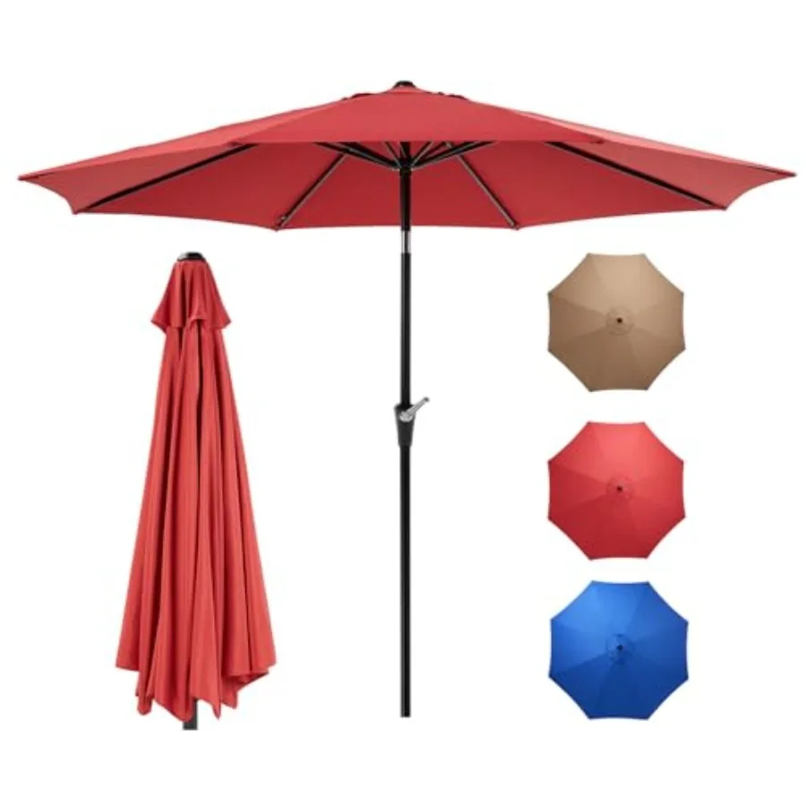 

Зонт для патио 2,7 м с механизмом наклона и ручкой-кривошипом, 8 прочных спиц, водонепроницаемый, идеально подходит для террасы у бассейна и пляжа