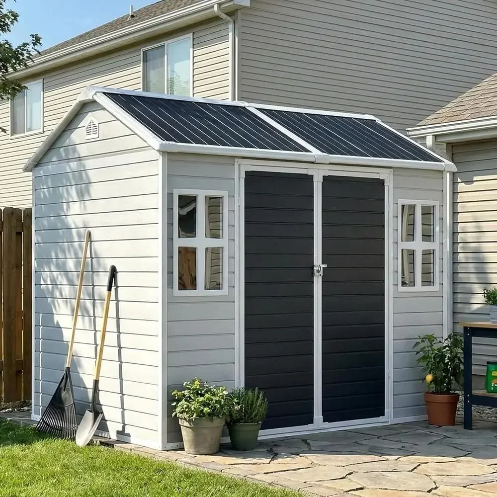 6x8 ft. Resin Outdoor Storage Shed - Waterproof Plastic Garden Shed for Patio, Backyard, Lawn