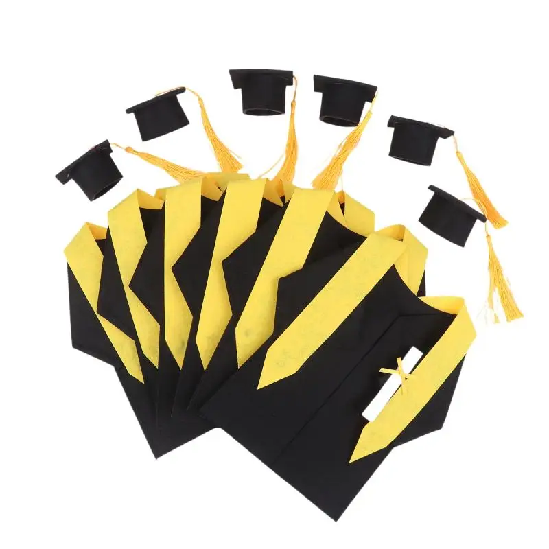 decoracao-para-toga-de-bacharel-com-borlas-conjunto-de-6-capas-e-tampas-para-garrafas-de-vinho-de-formatura-preto-e-amarelo-para-celebracoes-universitarias