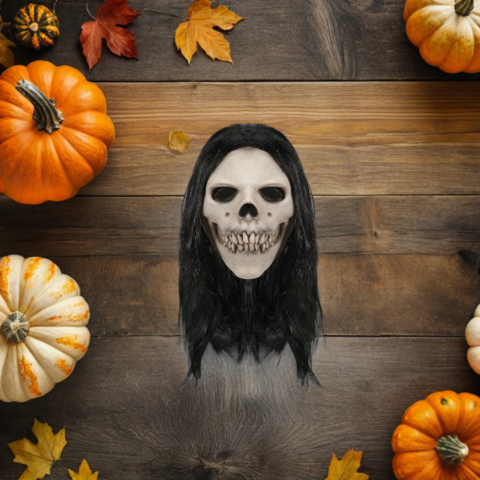 Latex Halloween Skull Mask Realistic Full Head Headgear Scary Cosplay Prop Haunted House Masquerade Party