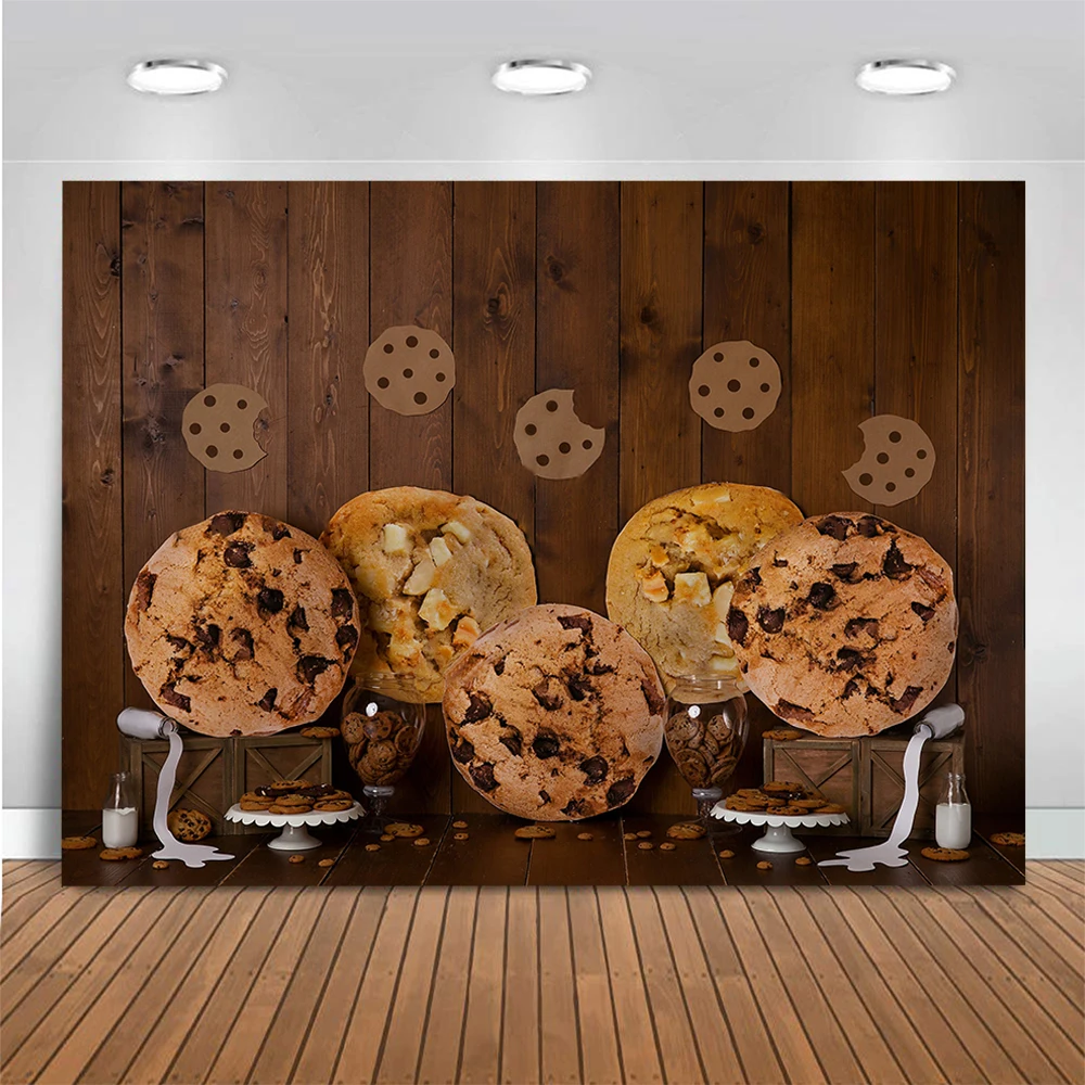 Fotografie Achtergrond Verjaardagstaart Smash Fotostudio Rekwisieten Monster Koekjes Foto Achtergrond Vintage Donut Met Ballonnen