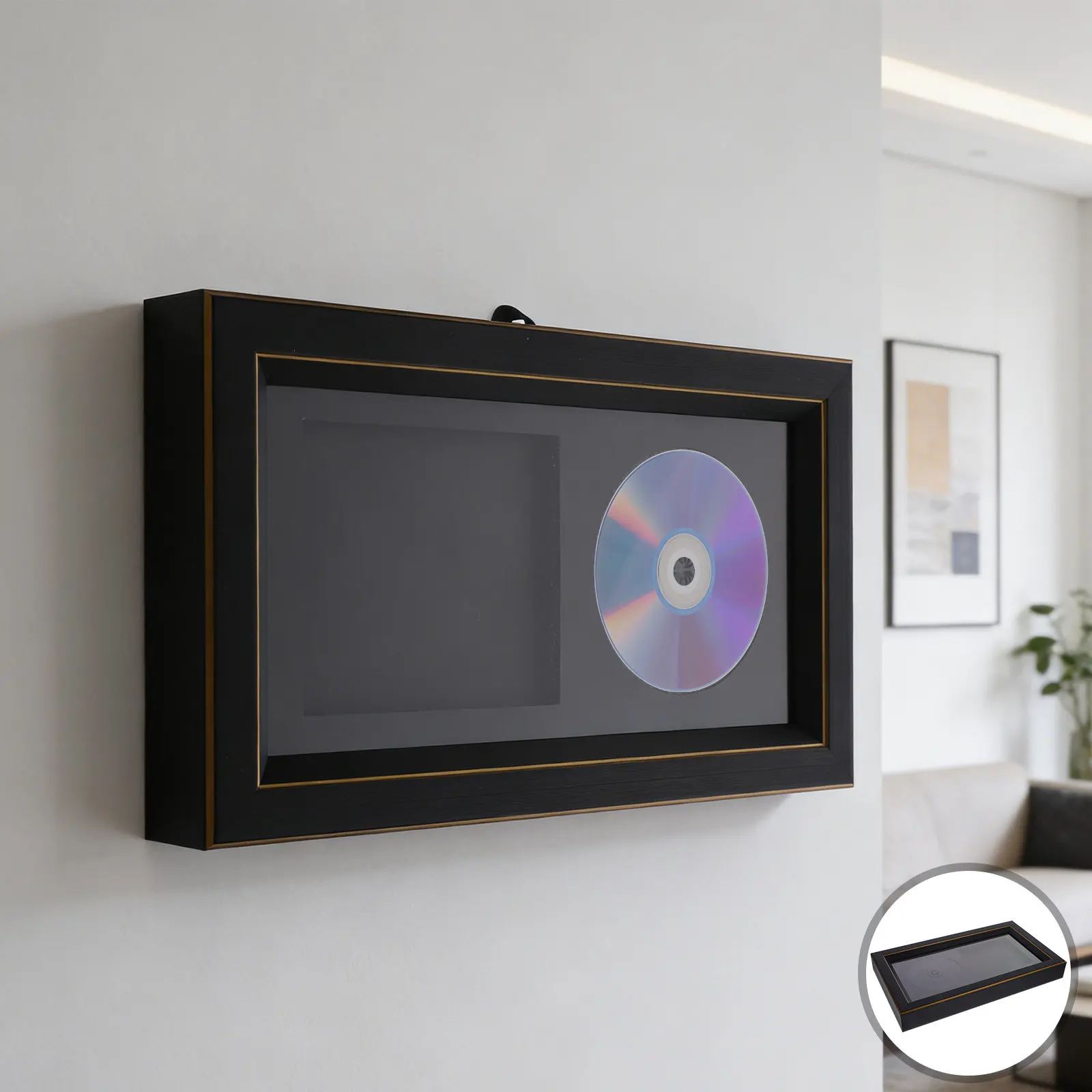 Cd Display Case, Wall Hanging Frame For Albums, Resin Record Holder Wall Frame For Music Collectors Living Room Gallery Decor
