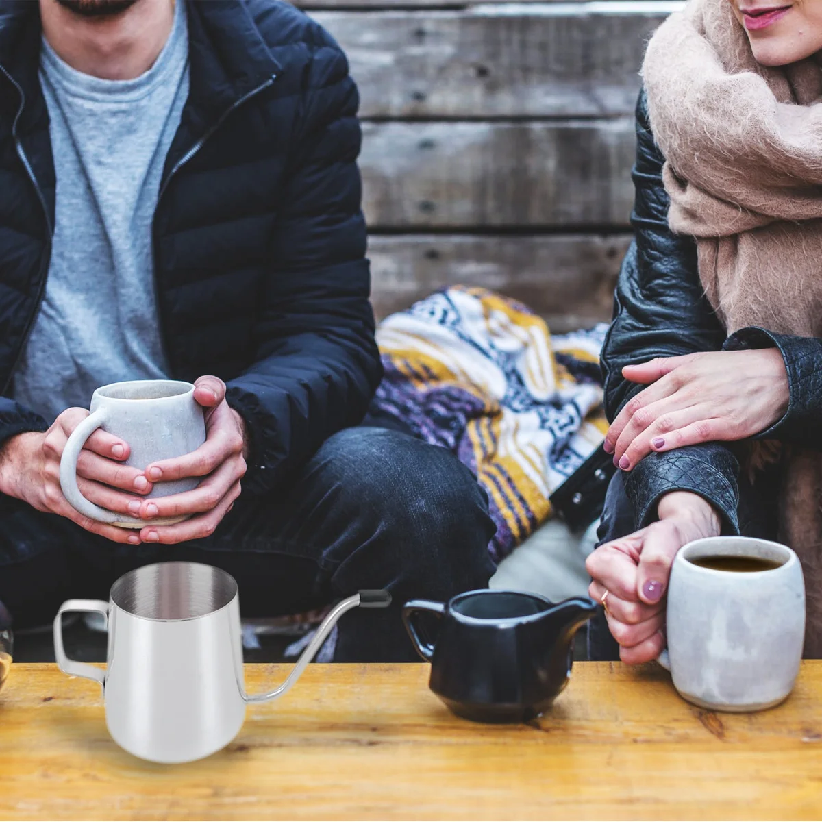 1 قطعة إبريق قهوة من الفولاذ المقاوم للصدأ 250 مللي غلاية يدوية للاستخدام المنزلي الفضة غير قابل للصدأ صنبور طويل القهوة شاكر