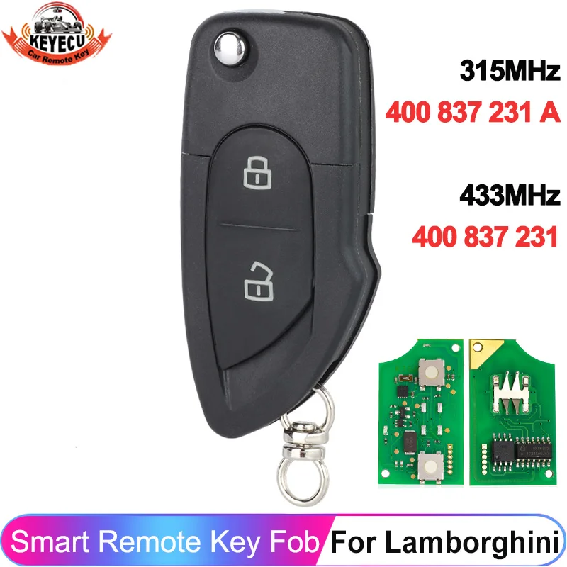 

KEYECU 400 837 231 433 МГц 315 МГц ID46 / ID48 чип БЕСКЛЮЧЕВОЙ вход Fob для Lamborghini Gallardo FCC ID: MYT8Z0837231 дистанционный ключ