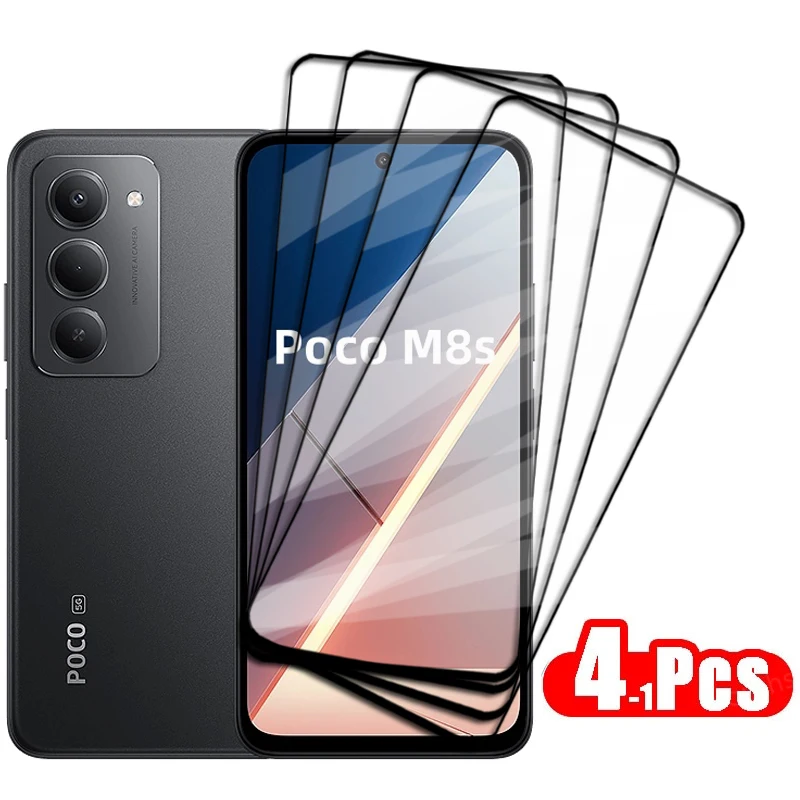 4-1 шт. стекло для Poco M8s 5G, закаленное стекло для Xiaomi Poco M8s, защитная пленка для экрана, HD защитная пленка для телефона Poco M8s