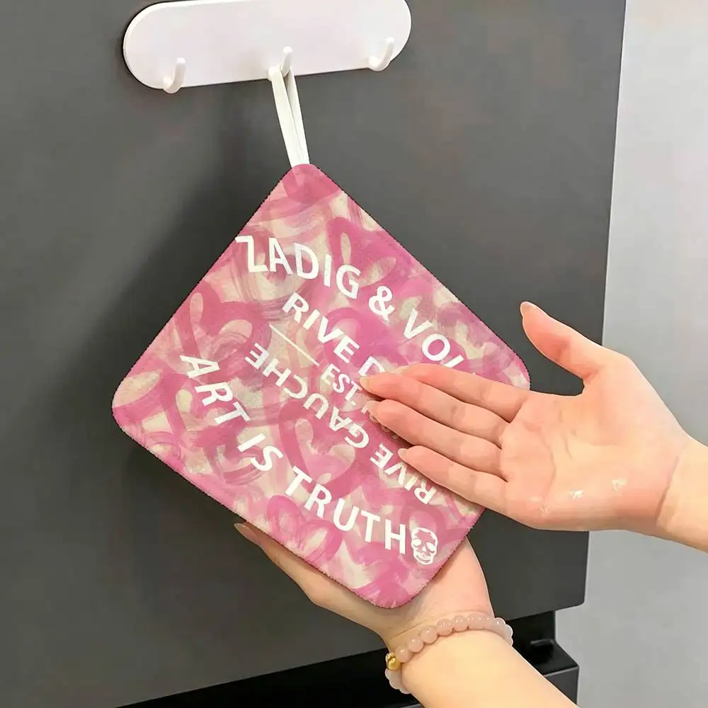 Fashion Z-Zadig And V-Voltaires Polyester Cotton Hand Wiping Towel with Hanging Loop, Lightweight for Home and Commercial Use