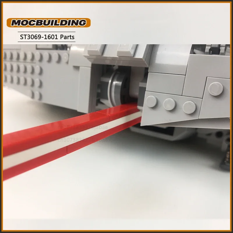 

Строительный блок MOC, модель красного поезда, транспортная сборка, игрушка, сделай сам, кирпичи, рождественские подарки, детский подарок на день рождения