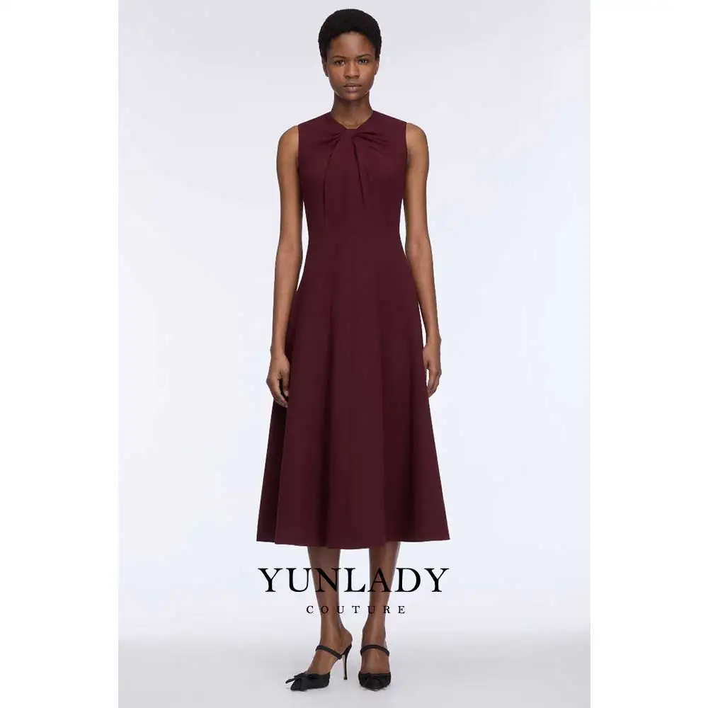 YUNLAN Customized 2 Pieces Cocktail Dress Blue 3/4 Sleeves Modern Cocktail Gowns for Women 2026 Tea Length Formal Party Dress