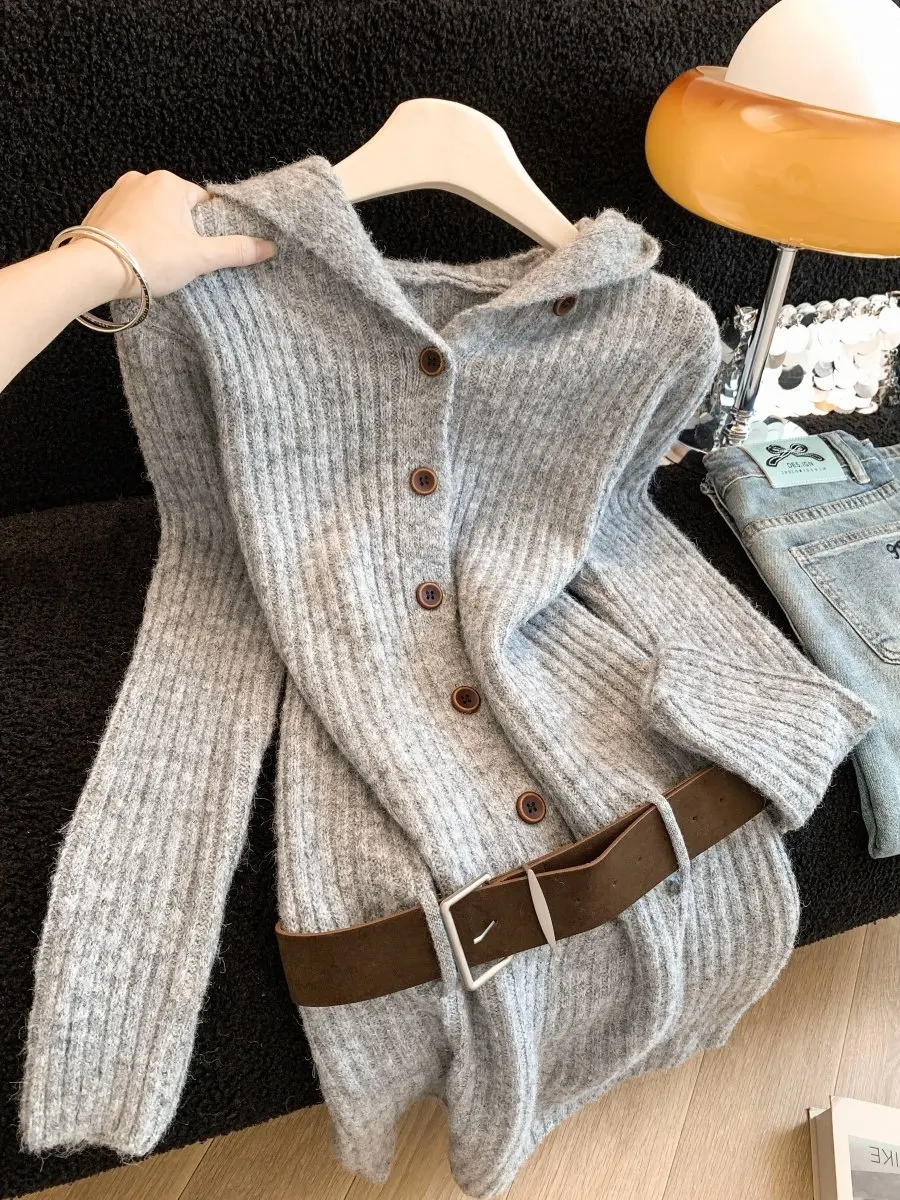 

Retro Soft Knitted Hat Dr Women's Autumn Winter Lazy Sle Small Size Slimming Base Layer ort Skirt Casual Sle