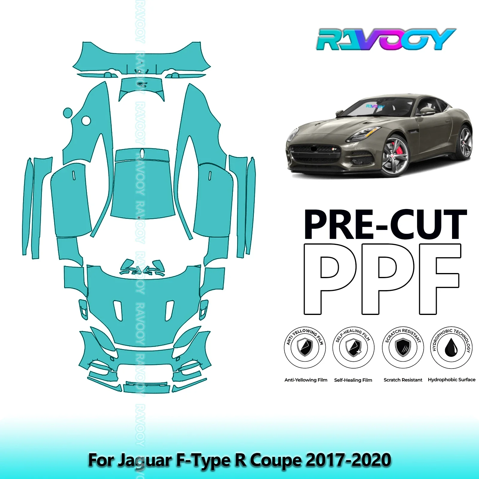

8.5Mil Precut PPF Paint Protection Film Full Vehicle For Jaguar F-Type R Coupe 2017-2020