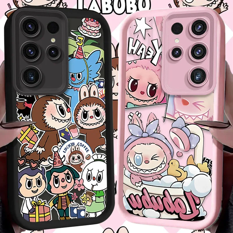 Lovely Cartoon Labubu Case for Samsung Galaxy S25 S24 S23 Ultra S22 S21 Plus FE 5G A54 A34 A14 A73 A53 A33 5G Silicone PC Cover