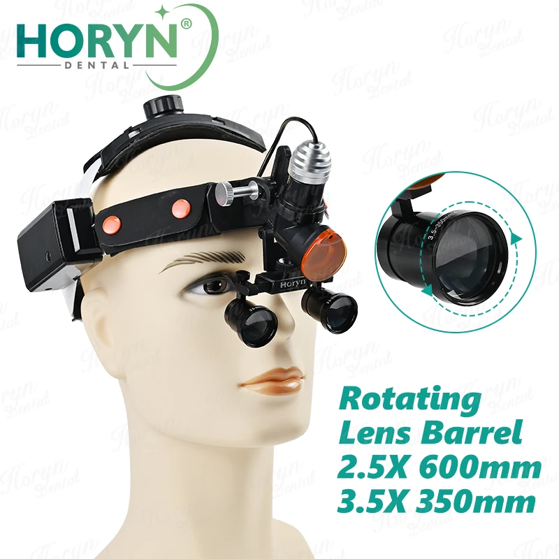 Dental Surgical LED Headlight Headband 2.5X-3.5X Adjustable Binocular Loupes 7W Ajustable Brightness Spotlight With Aluminum Box