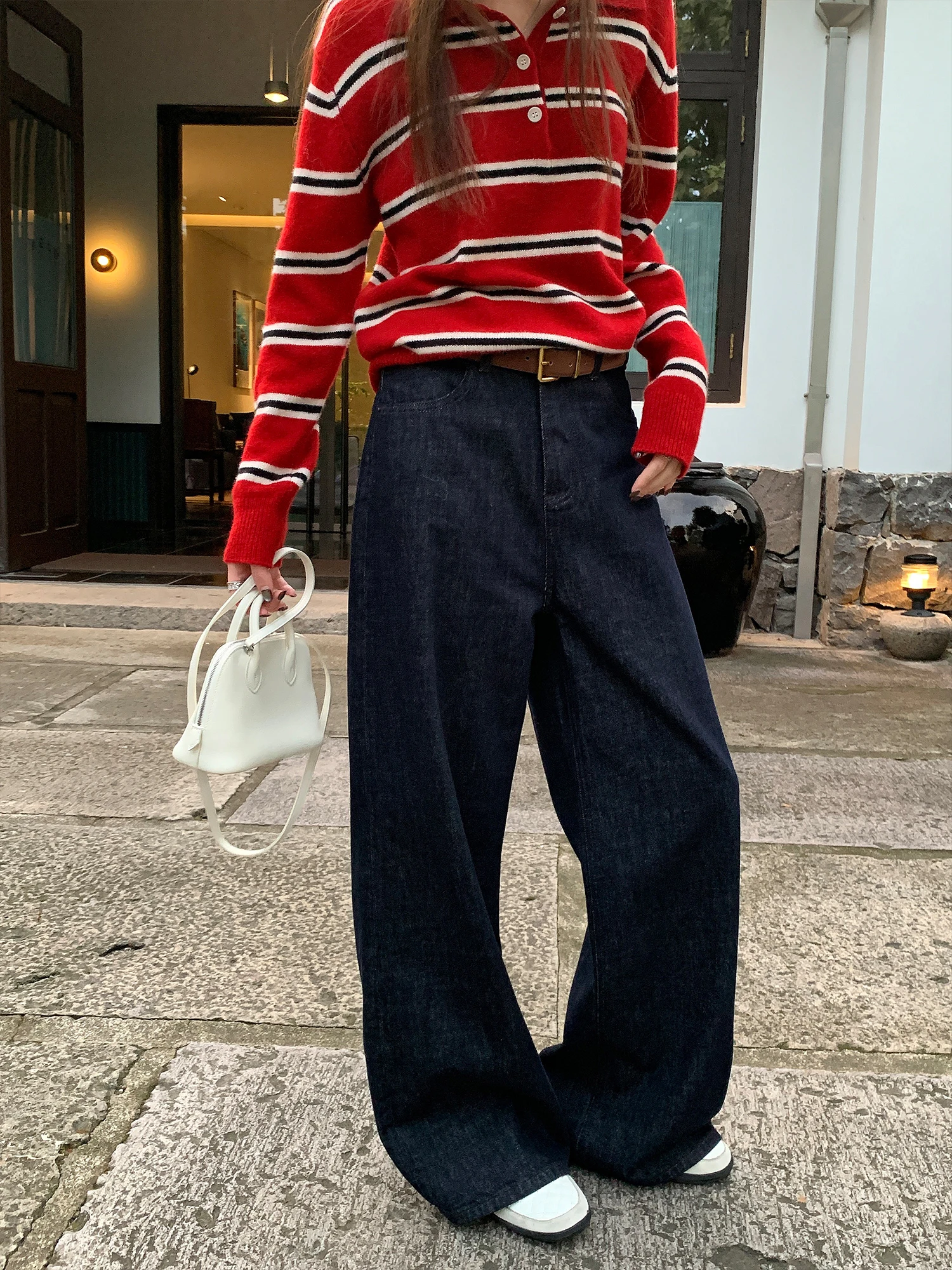 

Женские джинсы Real Easy с высокой талией, прямые, из хлопкового денима, осень 2025, оригинальный цвет, широкие брюки в пол