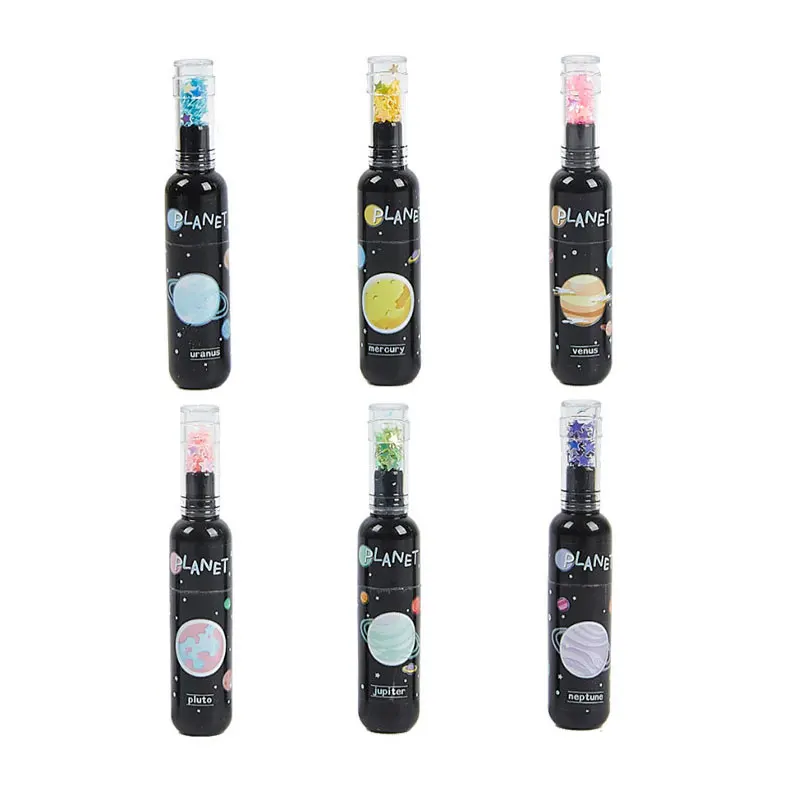 6Pcs Mini Highlighter Marker Cute Planet Wine Bottle Hand Account Drawing Fluorecent Pen Art Graffiti Office School Stationery