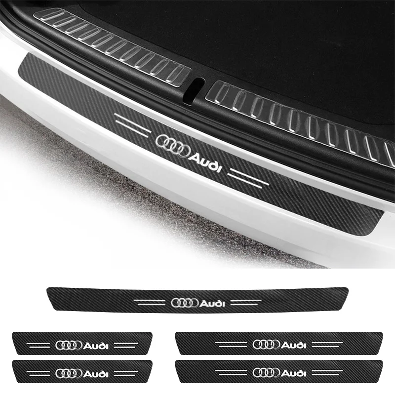 1/4/5Pcs Car Door Sill Scuff Plate Decor Carbon Fiber Stickers For Audi A1 A2 A3 A4 A5 A6 A7 A8 Q1 Q2 Q3 Q4 Q5 Q6 Q7 Q8 TT S5 B8 view 6