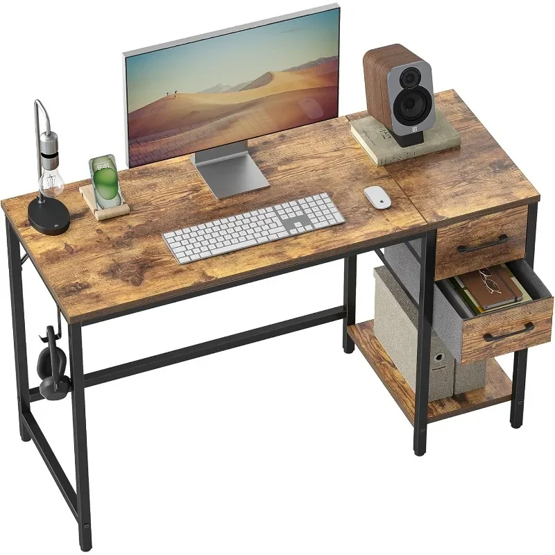 

Computer Home Office Desk with Drawers, 47 Inch Small Desk Study Writing Table, Modern Simple PC Desk,