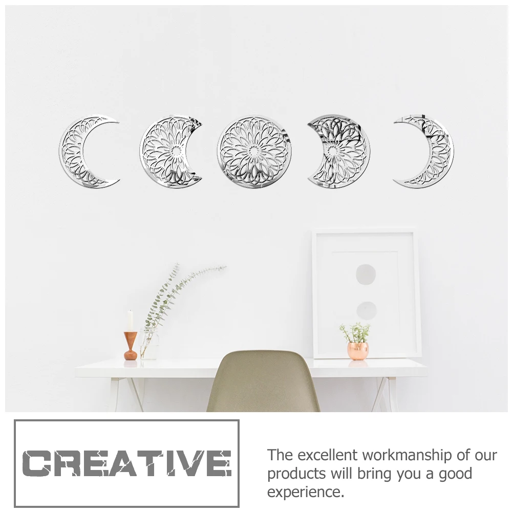 

3D Moon Stickers Acrylic Home Living Room Moon Mirror Decor Bedroom Living Room Bathroom Mirror Decals DIY Gifts Mini Display