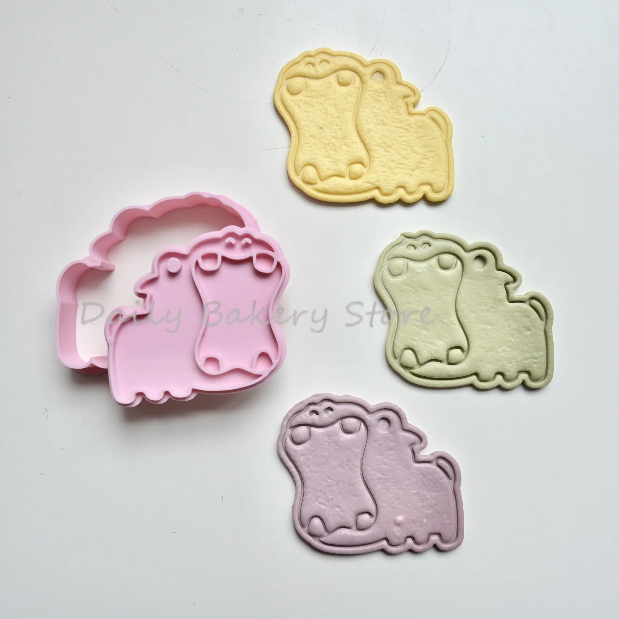 Molde para Galletas de Hipopótamo, Molde de Plástico 3D para Galletas con Forma de Hipopótamo de Dibujos Animados, Herramientas de Decoración de Pasteles de Fondant, Molde para Galletas de Presión Manual