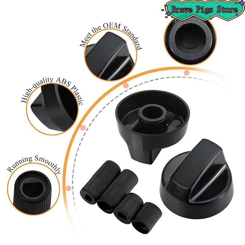 4Pcs Replacement Gas Stove Control Switch Knob Plastic General Range Oven Knob Cooker Hob Knob For Benchtop Burner