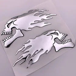 2Pcs/Pair Halloween 3D Silver Chrome Ghost Skull Head Auto Motorcycle Car Sticker Car Styling Decoration Emblem Decals Stickers