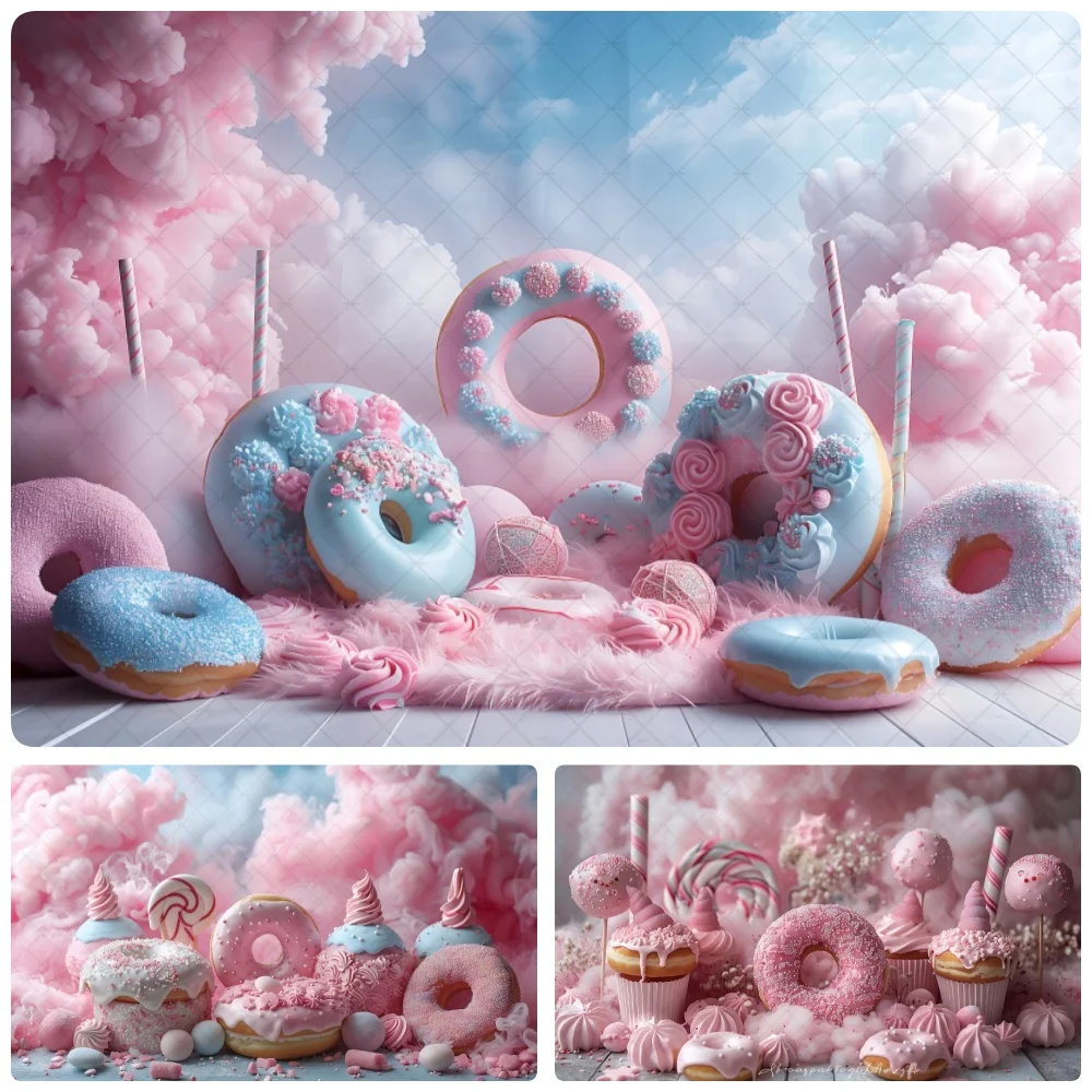 

Baby Kids Photo Background Donut Lollipop Pillow Newborn Portrait Backdrop Photography for Photo Studio Photocall Props