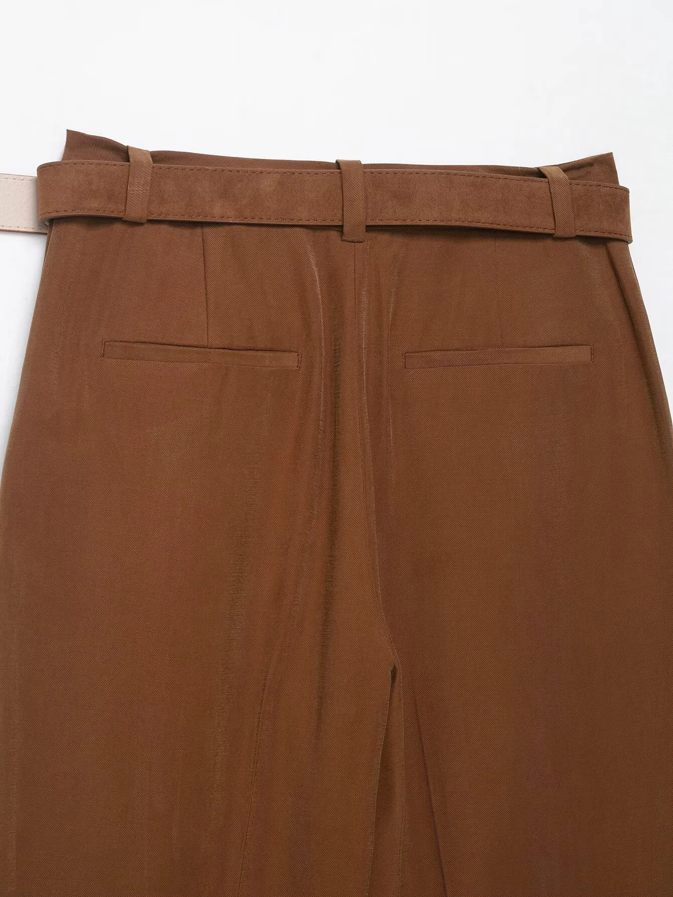 ZERAINS Herfst nieuwe mode eenvoudige casual effen kleur metalen gesp semi-elastische taille pak broek casual broek