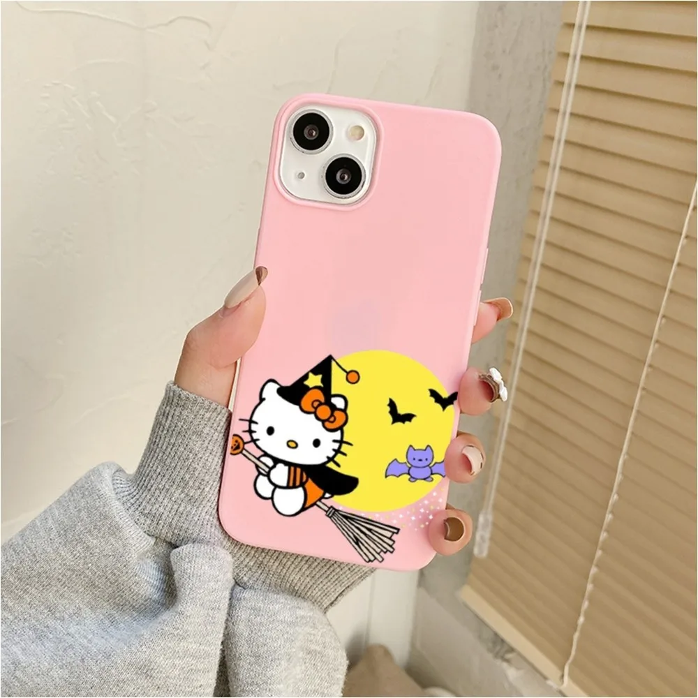 H-Hello K-Kitty Halloween Happy Phone Case For Iphone 11 13 14 Pro Max X Xr Xs Max Se2020 12mini Pink Cover Case image 2