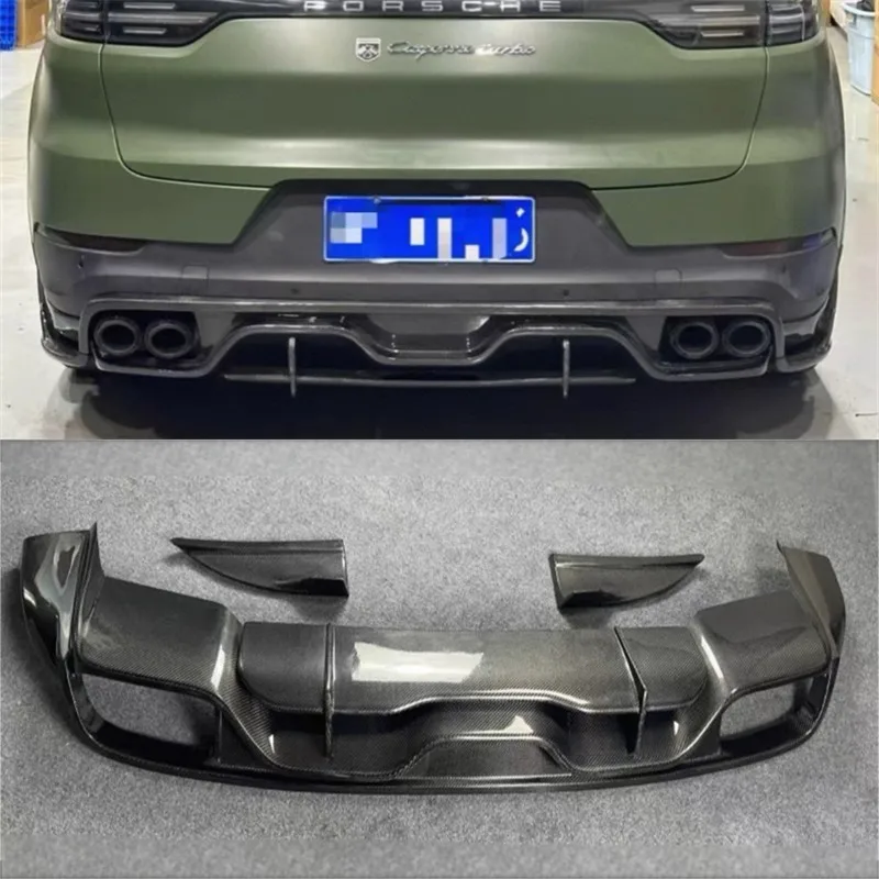 

Для Porsche Cayenne 2018 2019 2020 2021 2022 2023 2024 ReaI бампер из углеродного волокна задний спойлер комплект