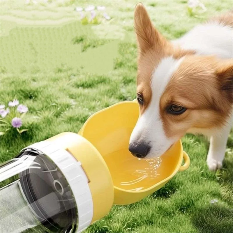 400ml Water + 180ml Food 2-in-1 Leakproof Pet Bottle On-the-Go Dog/Cat Travel Bowl for Hiking/Camping Compact Dual Storage