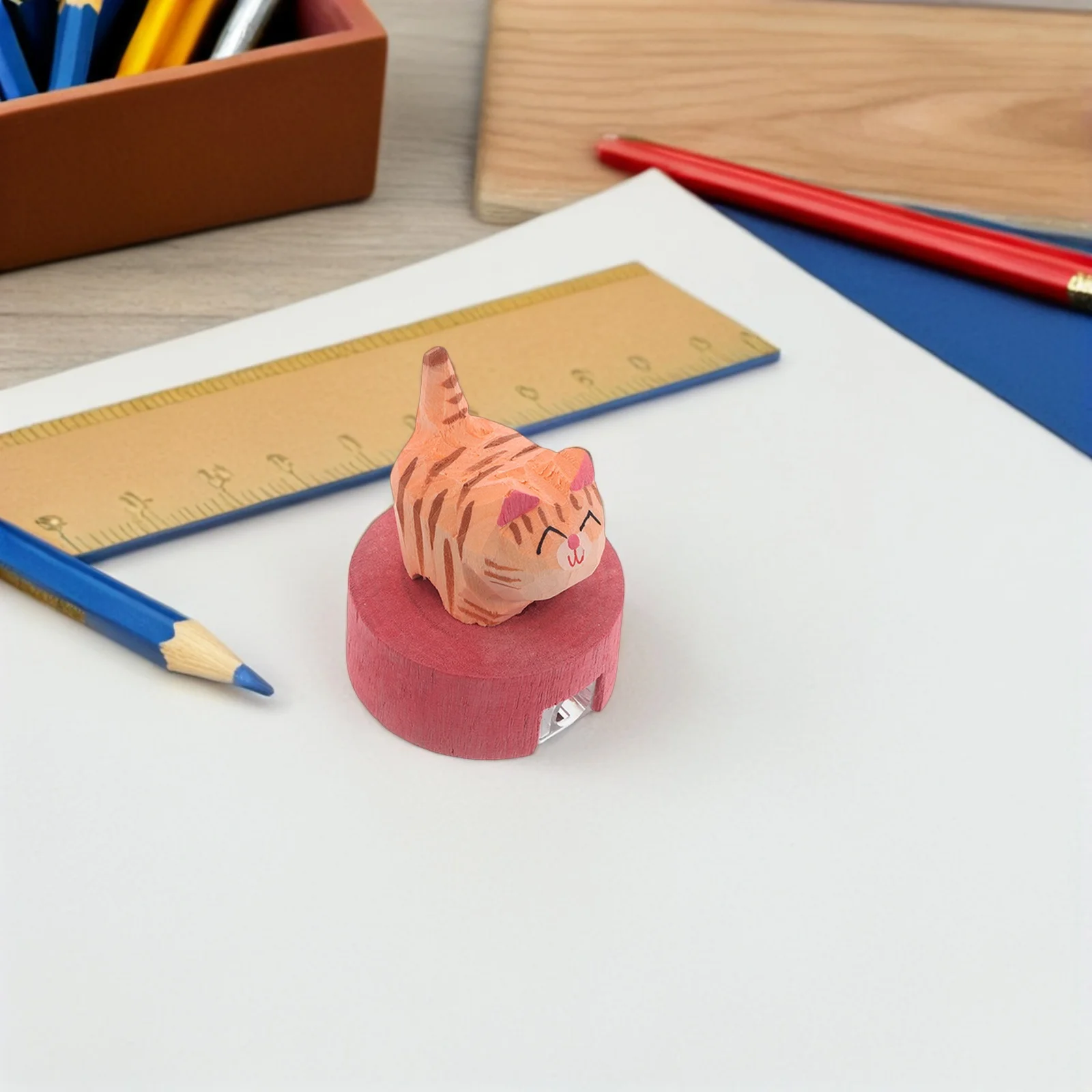 مبراة أقلام يدوية للقطط، مبراة خشبية محمولة بفتحة واحدة، مستلزمات مدرسية كرتونية لطيفة، أدوات مكتبية للطلاب #3