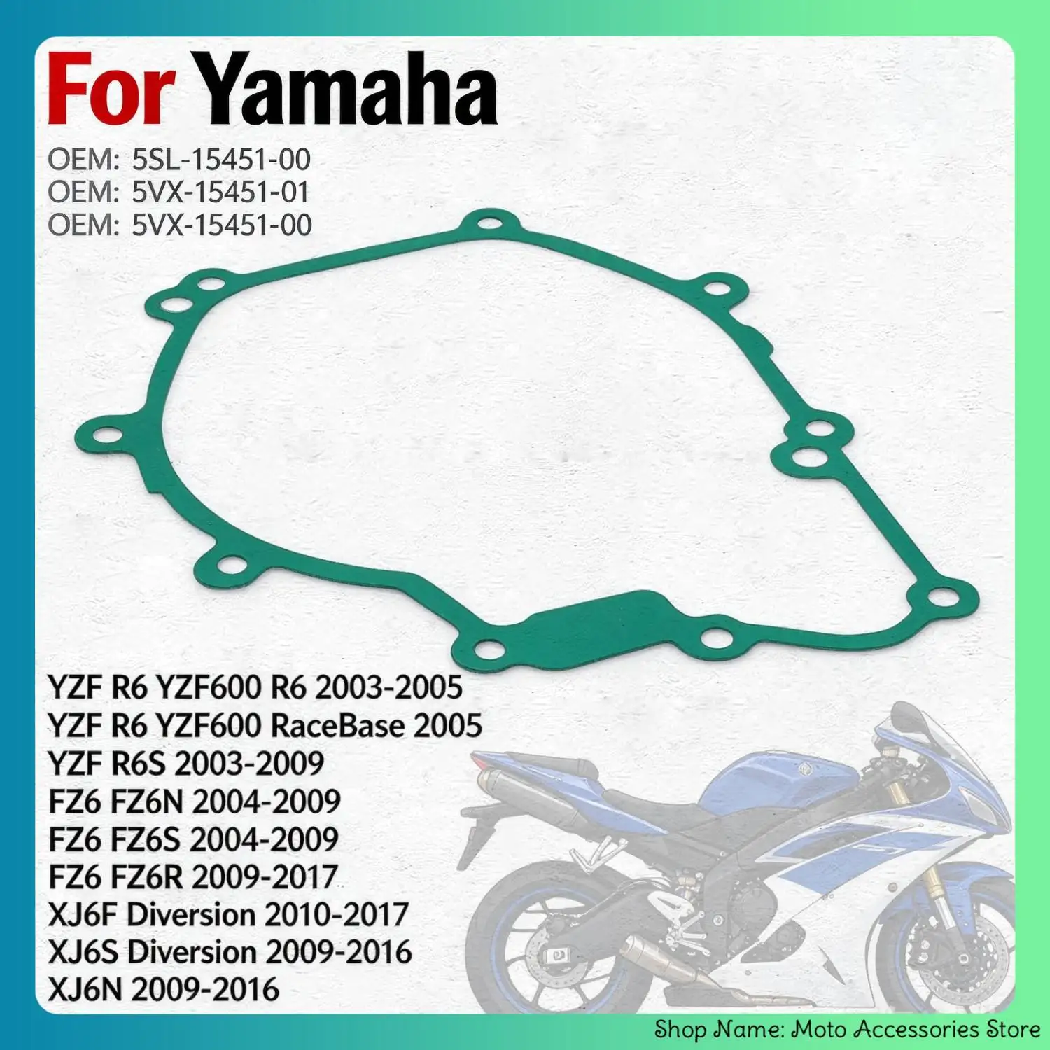 Motorcycle Engine Clutch Gasket Parts For Yamaha YZF R6 YZF600 RaceBase R6S FZ6 FZ6N FZ6S FZ6R XJ6F Diversion XJ6N  5SL-15451-00