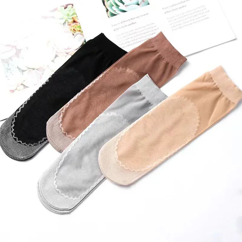 20 piezas = 10 pares de calcetines de verano para mujer, calcetines antideslizantes de algodón absorbentes del sudor, suaves, finos, transpirables,