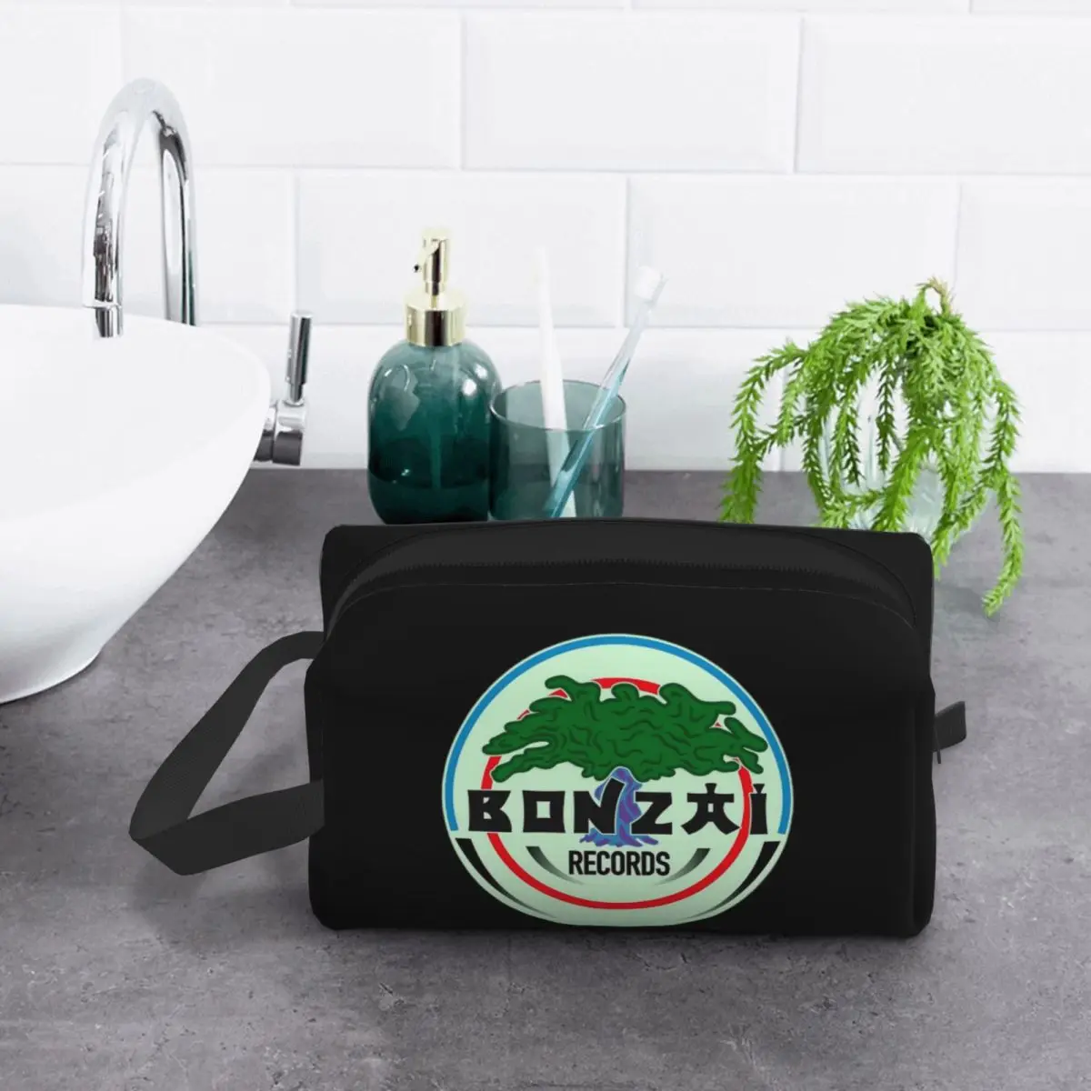 

Bonzai Records Makeup Bag Cosmetic Organizer Storage Dopp Kit Toiletry Cosmetic Bag for Women Beauty Travel Pencil Case