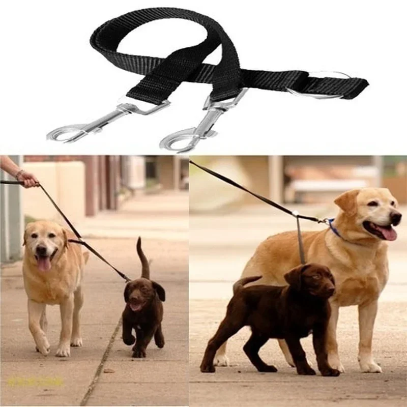 Black Coupler Leash Lead Duplex 2 Way Multiple Dual Double Leash Dog Pet