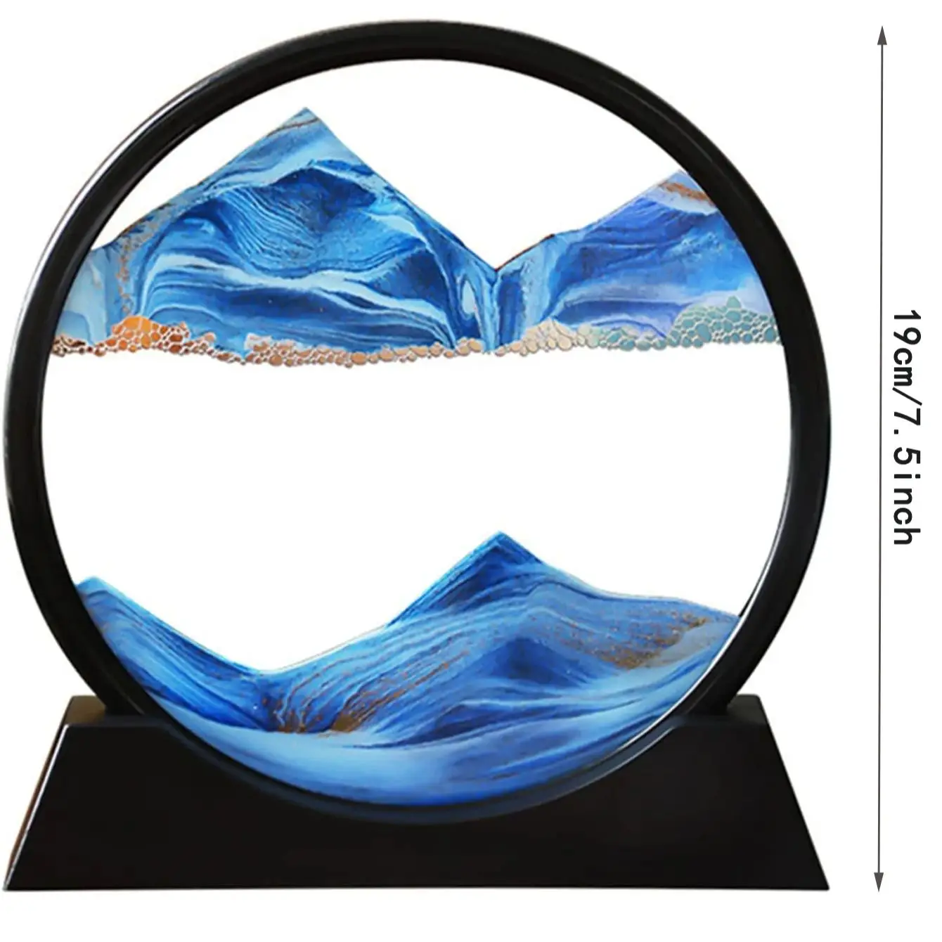 Moving Sand Art Picture Glass 3D Deep Sea Landscape，Dynamic Sand Decorative Ornaments,Sensory Relaxing Desktop Quicksand Decor