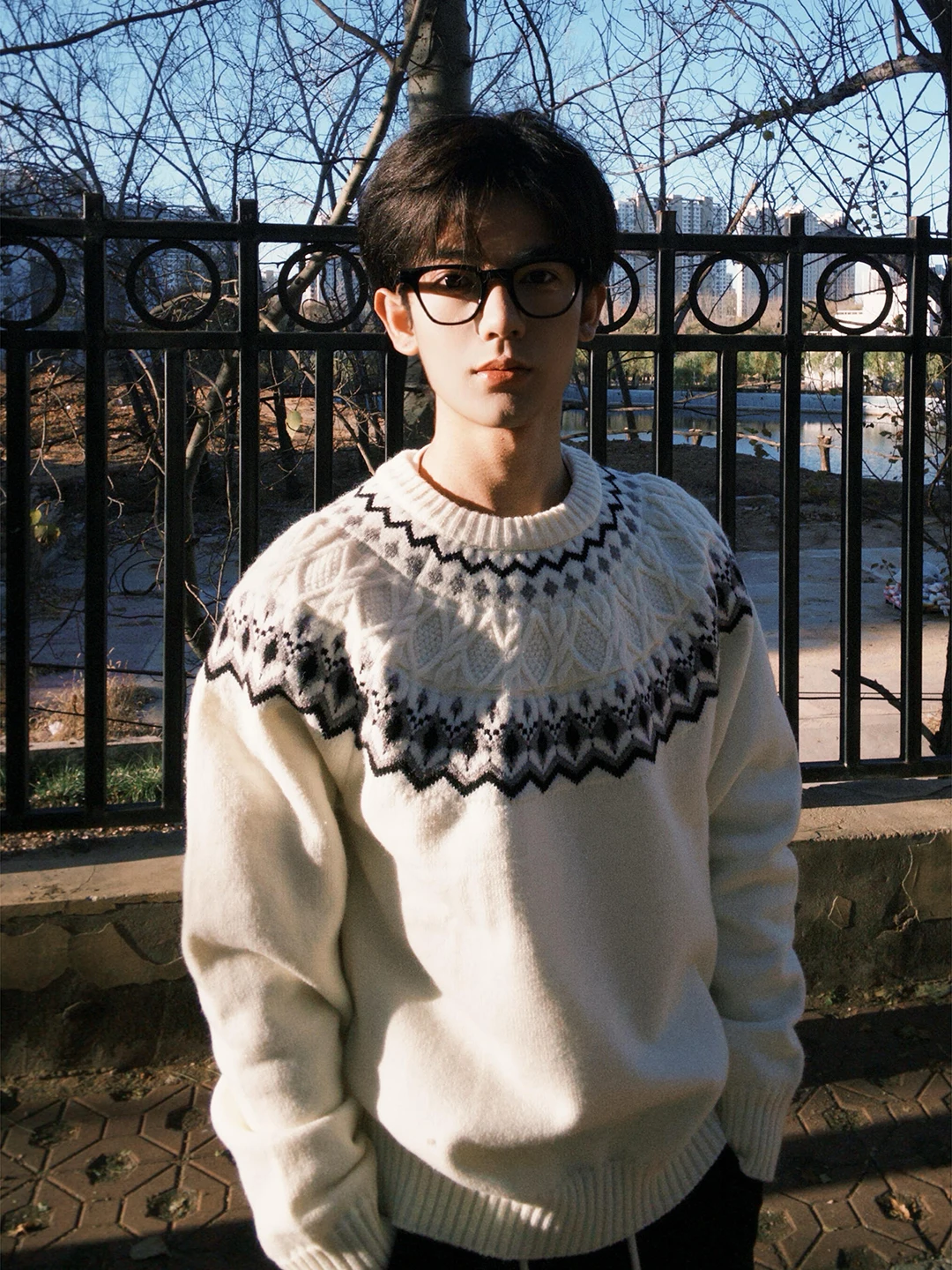 

Men's Knitted Sweater Winter Warm Inner Wear T-irt Lazy Sle Soft Cozy Base Layer irt Island Pattern Loose Fit Daily Wear