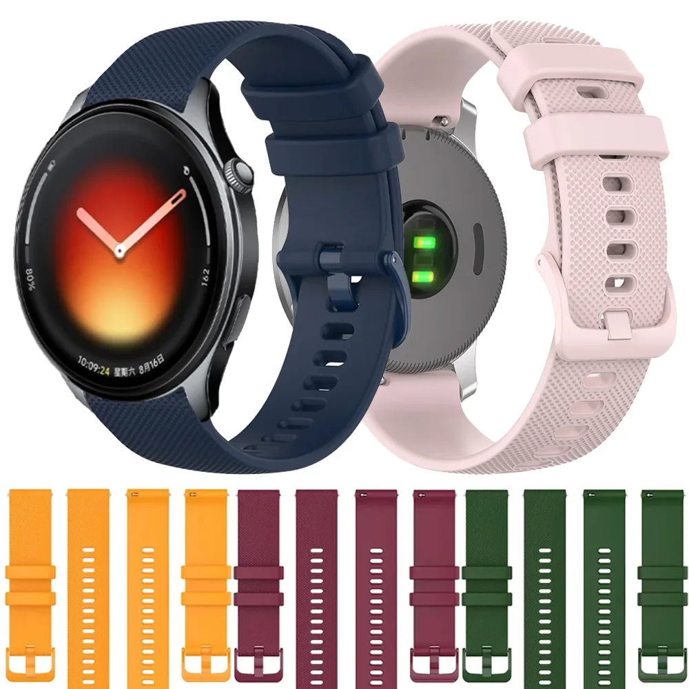 22mm 20mm Sport Silicone Strap For Xiaomi Watch 5/S4-3-2-1 Adjustable Wristband OnePlus Watch Lite 3 2 2R Realme Watch 5-S-3 Pro