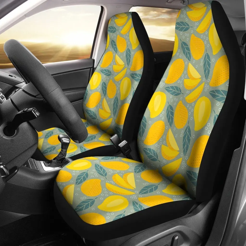 Mango Cute Print Pattern Seat Cover Car Seat Covers Set 2 Pc, Car Accessories Car Mats