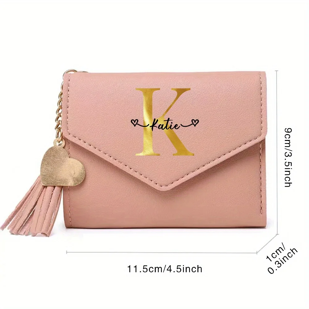 Custom Name Card Bag Female Pink Wallet Personalized Initial Letter Pattern Multi Card Position Coin Purse Light Luxury Design