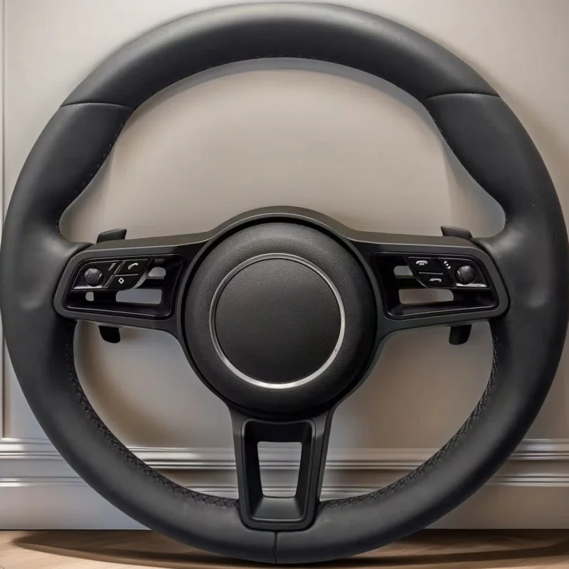 Leather Steering Wheel For Porsche 911 996 Cayenne 958 718 Boxster 918 Cayman Macans Panamera Taycan GT3 RS 970 GT2RS view 3