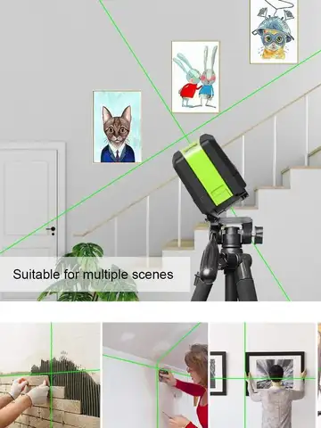 Huepar-Nível Laser de Auto Nivelamento Verde e Vermelho, Linha Cruzada Horizontal e Vertical com Base Magnética, 2 Linhas, 4 Graus