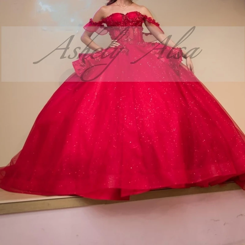 AA165 Cusotmized Red Sweet 15 16 Year Girl Quinceanera Dress Beads Sweep Train Prom Occasion Wear Party vestidos de festa Formal