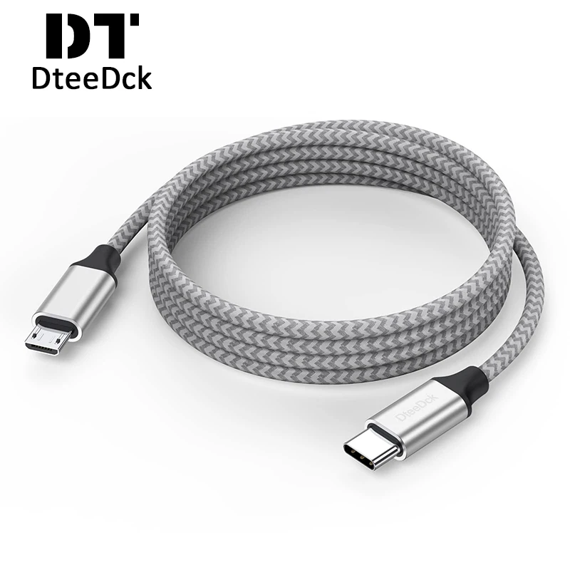 

DeetDck USB C to Micro USB Cable Nylon Braided usb micro male to usb c male metal Compatible Macbook Pro with Galaxy S7/S6