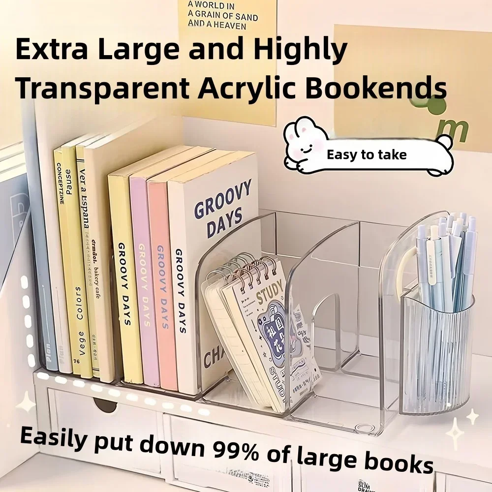 Transparent Acrylic Book Rack Office Desk Organizer Divided Book Stand Desktop Sorting Rack Books Stand Divider Study Supplies